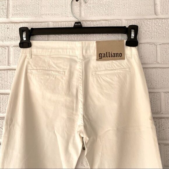 Galliano BNW Jeans Chinos Regular Women In White Slim Fit Mid rise Italy 25x31 - Picture 5 of 10